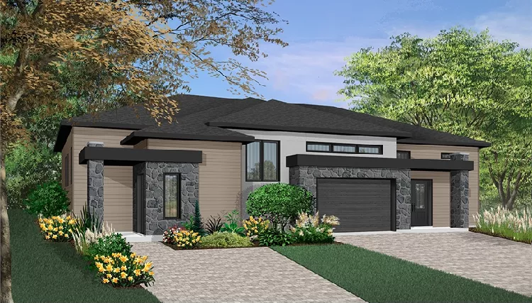 image of duplex house plan 7865